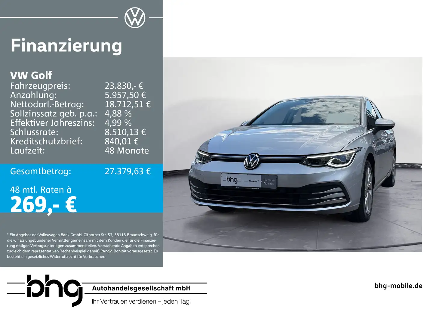 Volkswagen Golf 1.5 eTSI OPF DSG Style Argent - 1