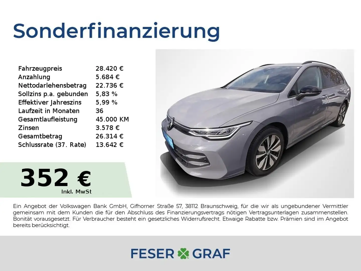 Volkswagen Golf 8 Var. 1.5 TSI Goal DSG *NeuesModell* ACC AHK Grau - 1