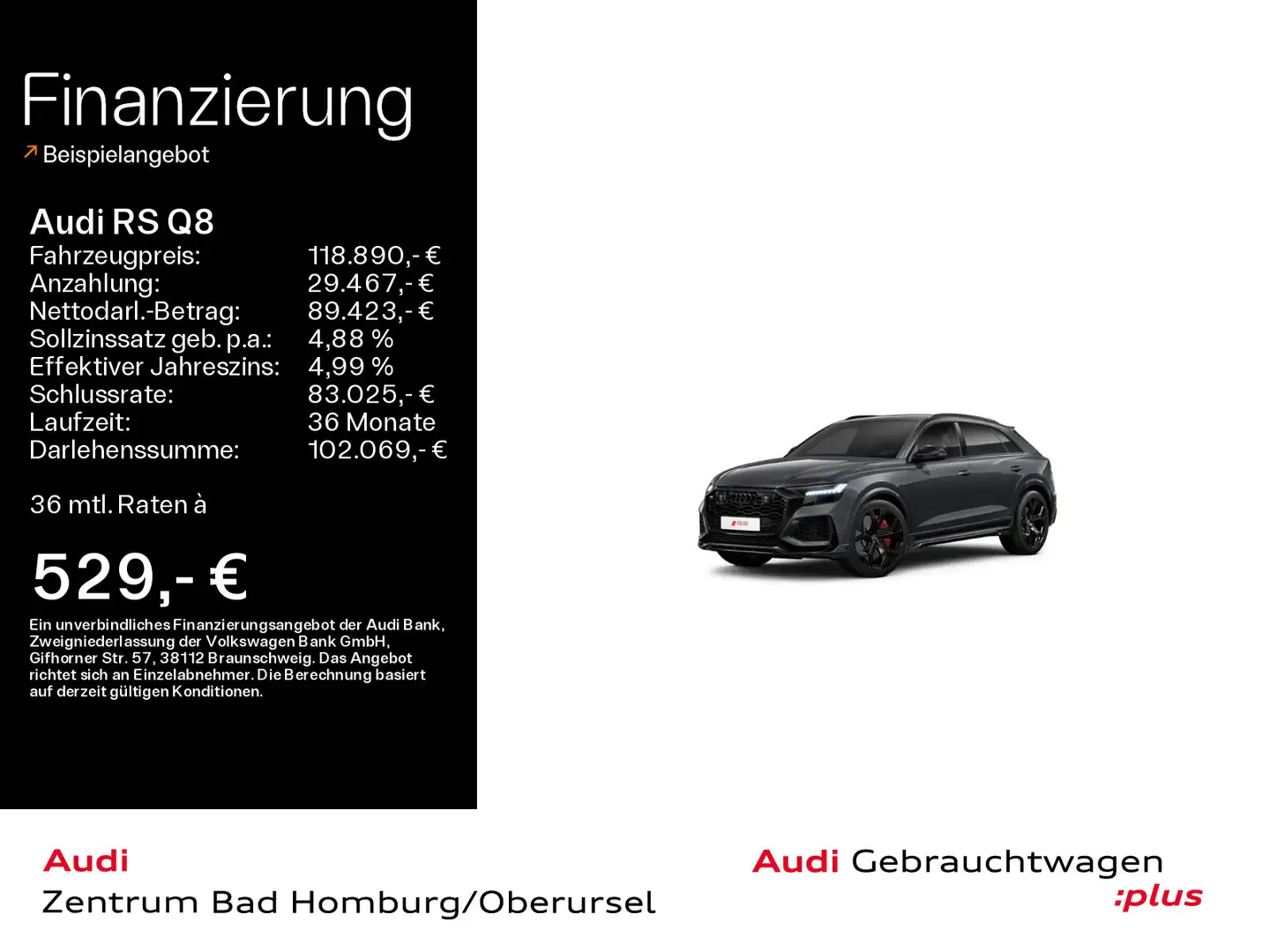 Audi RS Q8 4.0 TFSI quattro*Navi*Matrix*HUD*B&O*AHK*P Grau - 1
