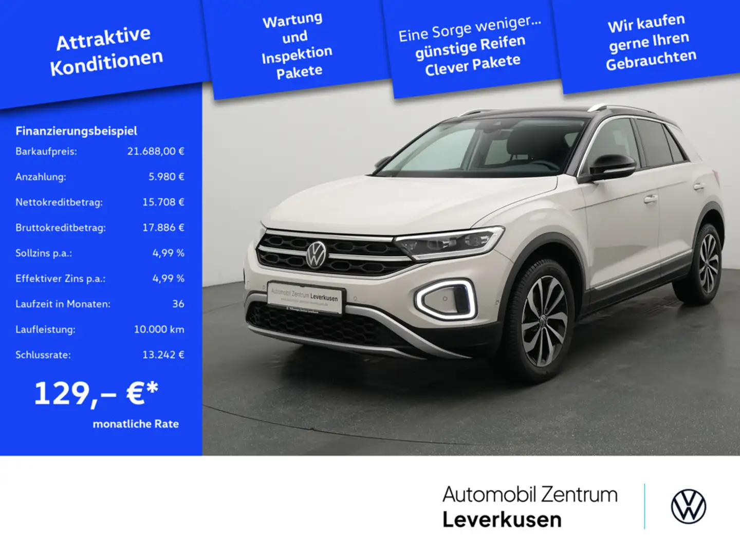 Volkswagen T-Roc Style VIRT CARPLAY PDC LED ACC LEDER SHZ Schwarz - 1