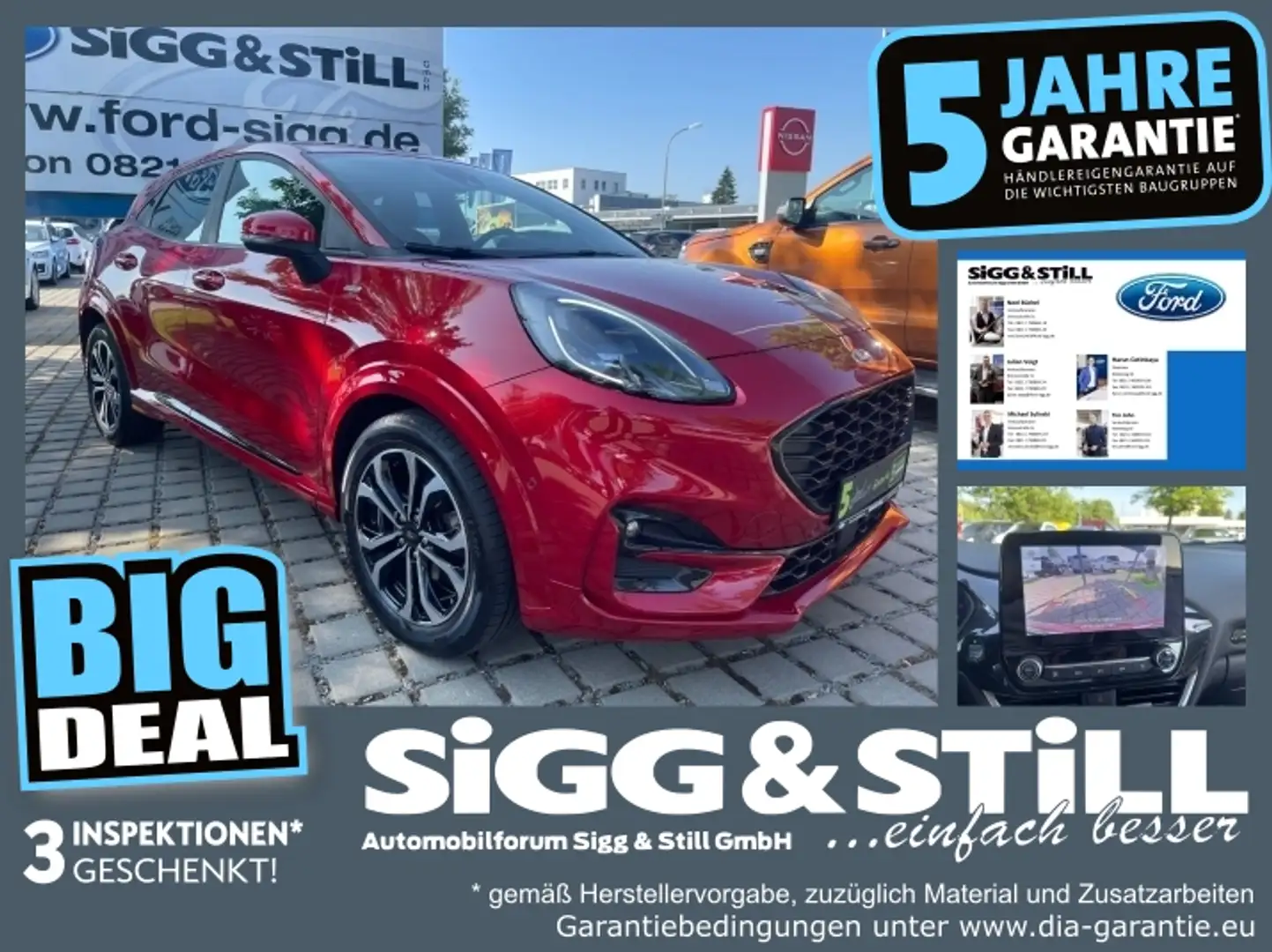 Ford Puma 1.0 ST-Line AT LED*ACC*TWA*NAV*SHZ*CAM*PARK-ASS Červená - 1
