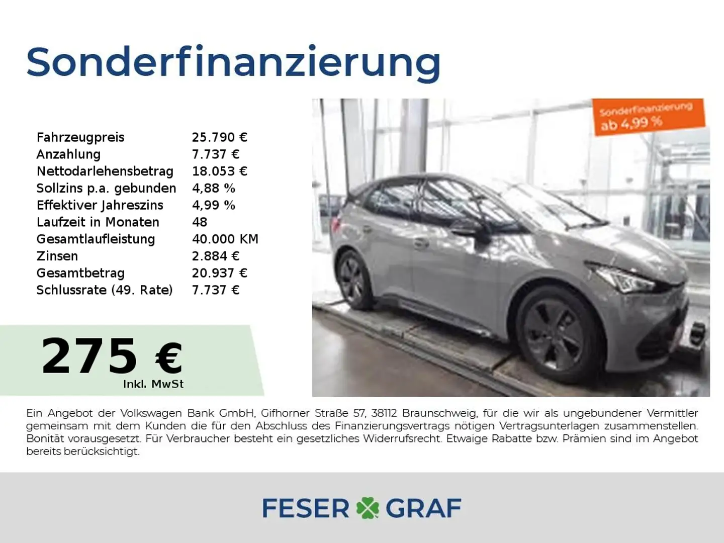 CUPRA Born 58 kWh Automatik LED ACC Rückfahrkamera Gris - 1