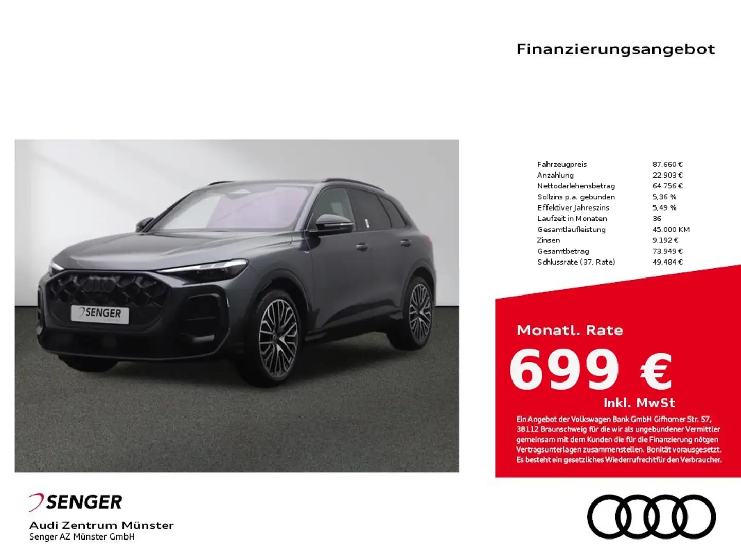 Audi Q5 2.0 TDI quattro 150 kW S line 360° Kamera Schwarz - 1