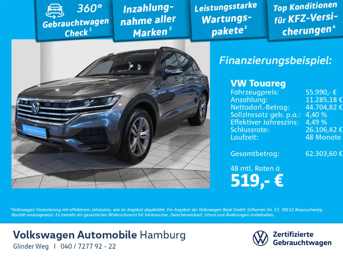Volkswagen Touareg 3.0 V6 TDI DSG 4M Panoramadach AHK Luft Grau - 1