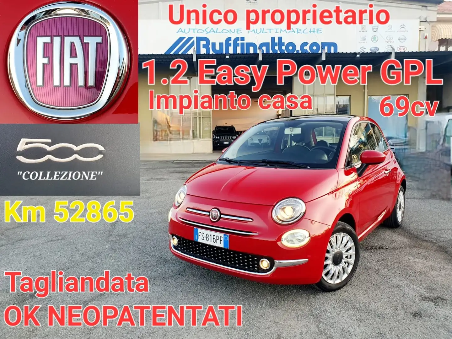 Fiat 500 500 1.2 Lounge easypower Gpl 69cv Rouge - 1