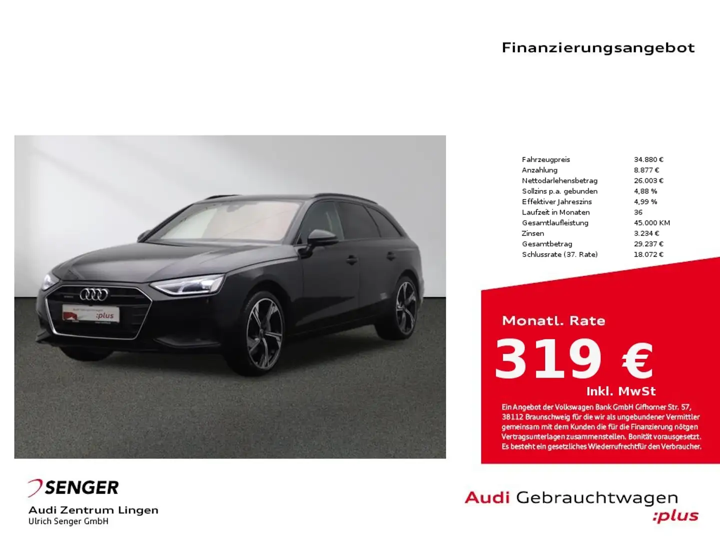 Audi A4 Avant 40 TDI quattro Sitzh. LED Pano B&O AHK Noir - 1