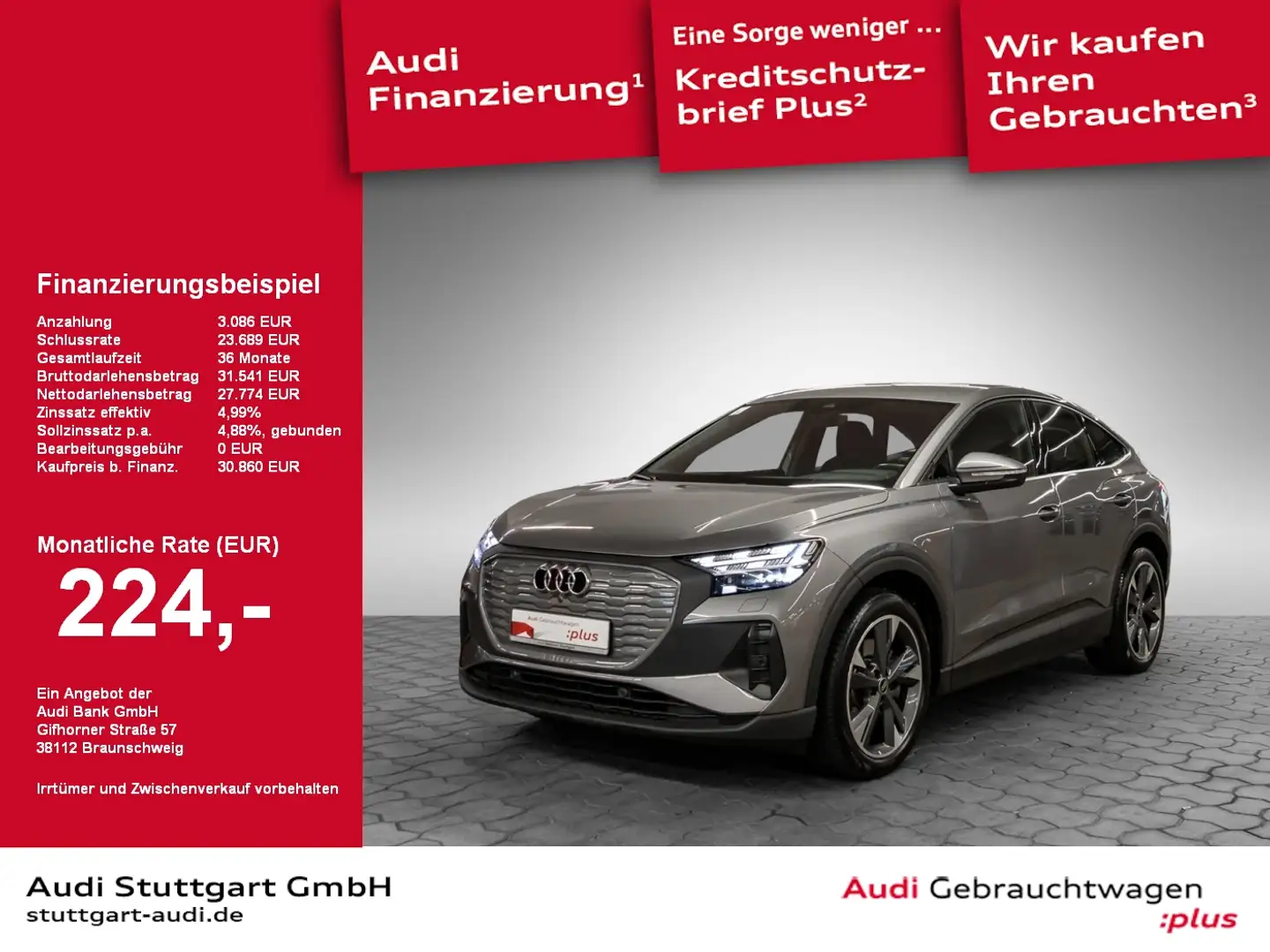 Audi Q4 e-tron Sportback 40 LED Navi Kamera ACC HuD Grau - 1