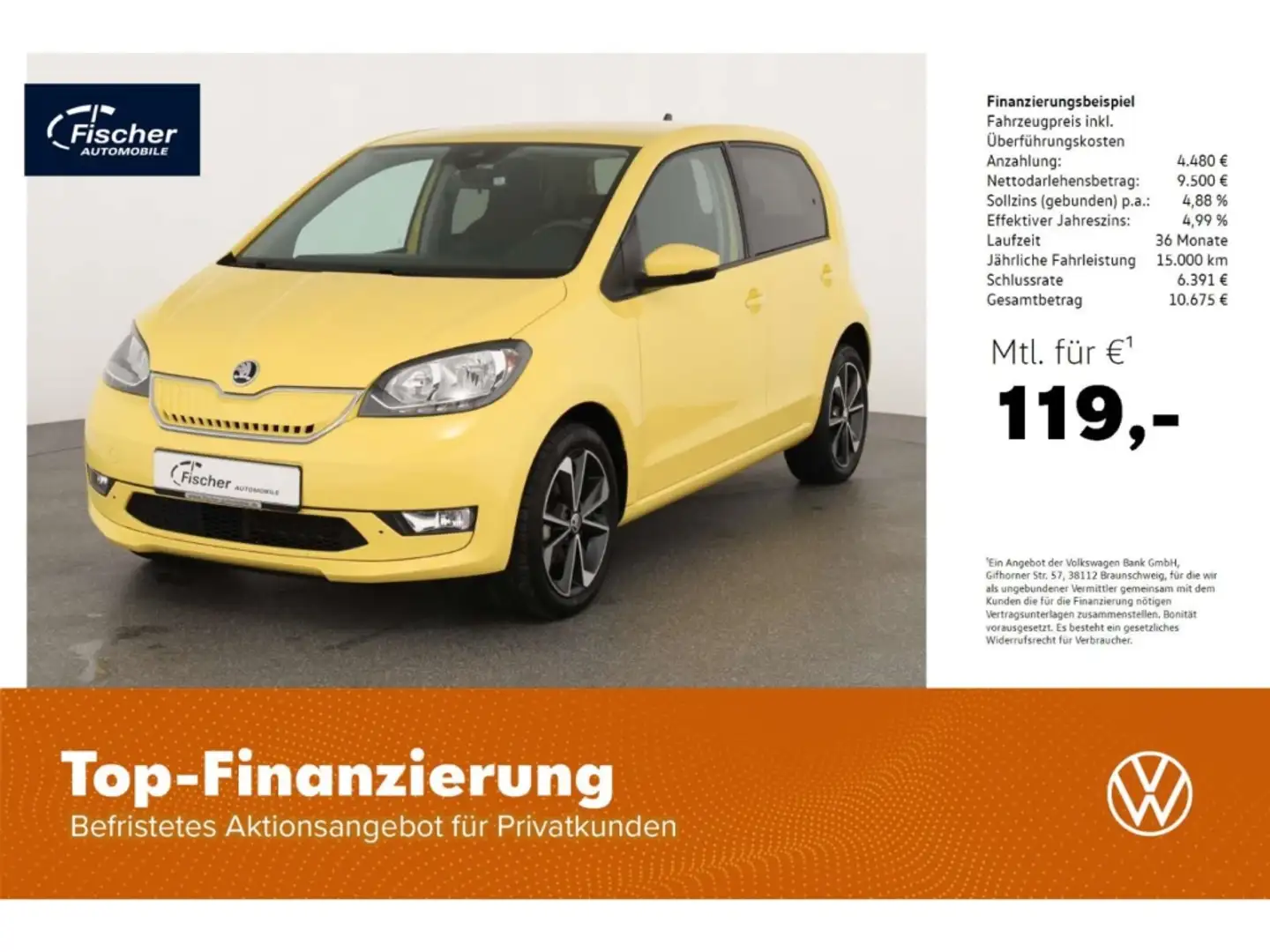 Skoda Citigo Elektro Best of electric 32,3 kWh GRA/SH Gelb - 1