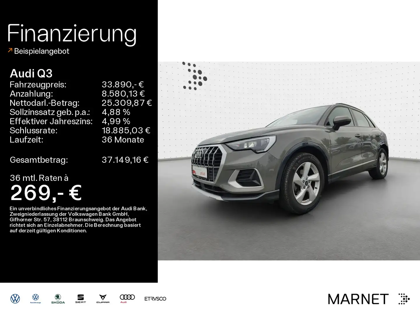 Audi Q3 advanced 35 TDI quattro*Navi*Alu*Einparkhilfe Gris - 1