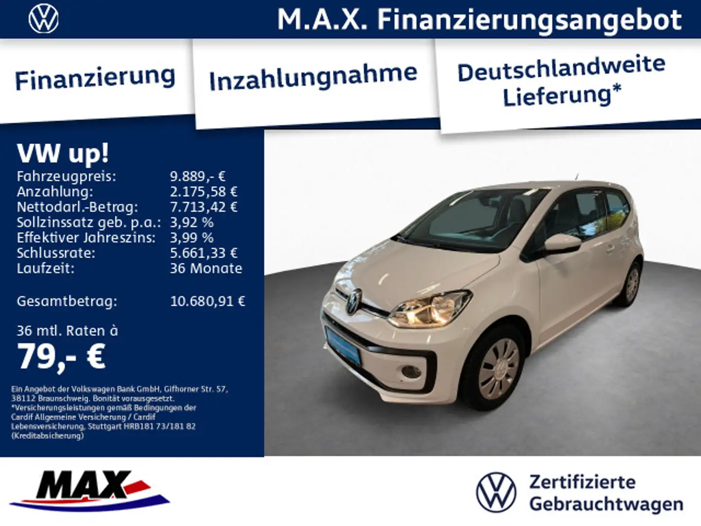 Volkswagen up! 1.0 MPI move up! +WINTER+SITZHEIZUNG+KLIMA++ Wit - 1