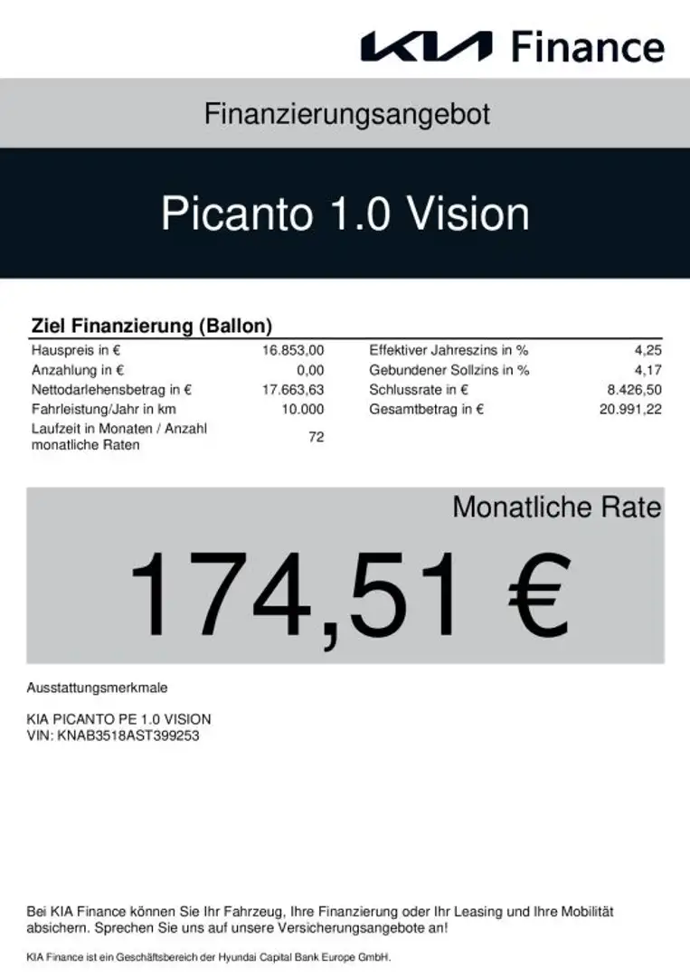 Kia Picanto 1.0 Vision UVP 18.539 EUR Weiß - 2