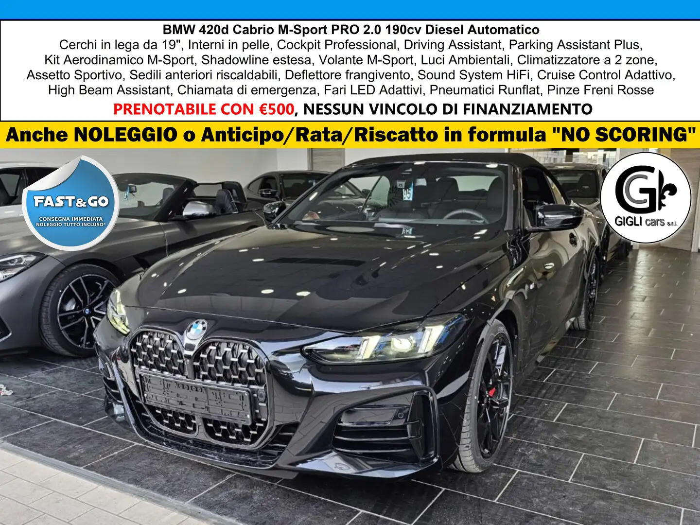 BMW 420 Mhev 48v C.19" M-Sport PRO Cam Navi PDC Msport Noir - 1