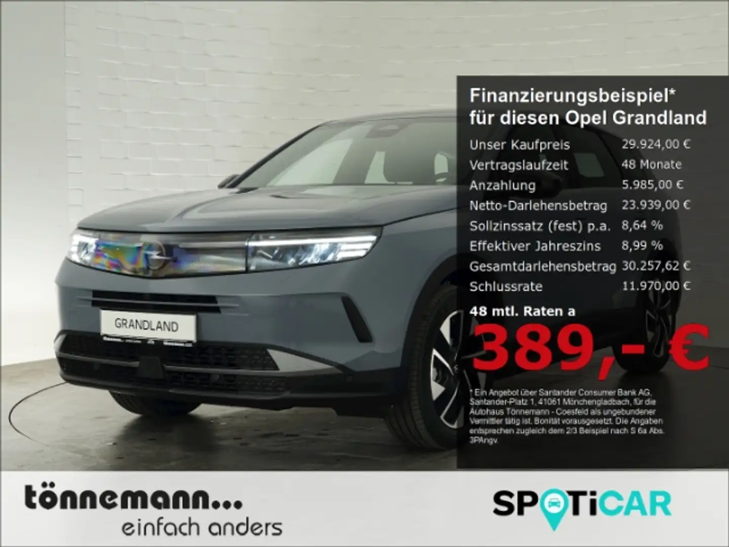 Opel Grandland B EDITION HYBRID eDCT+RÜCKFAHRKAMERA+LED-SCHEINWER Szary - 1