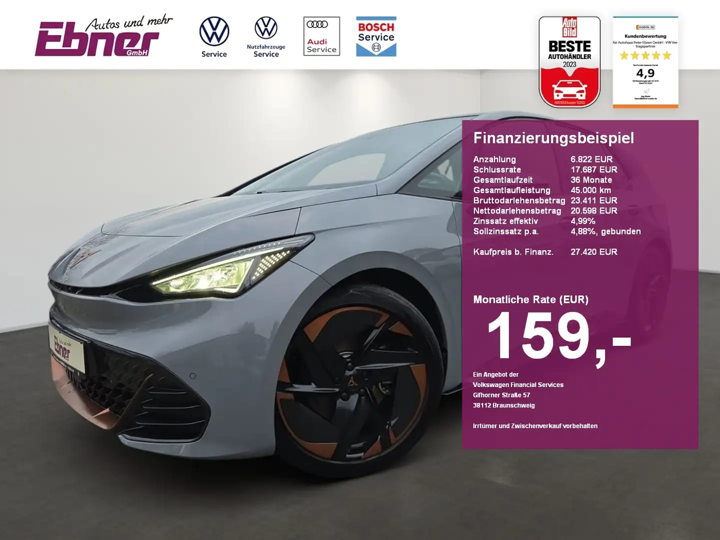 CUPRA Born SPORT EL.SITZ+MASSAGE+PANO+HEAD-UP+WPUMPE+KEYLESS+ Grau - 1