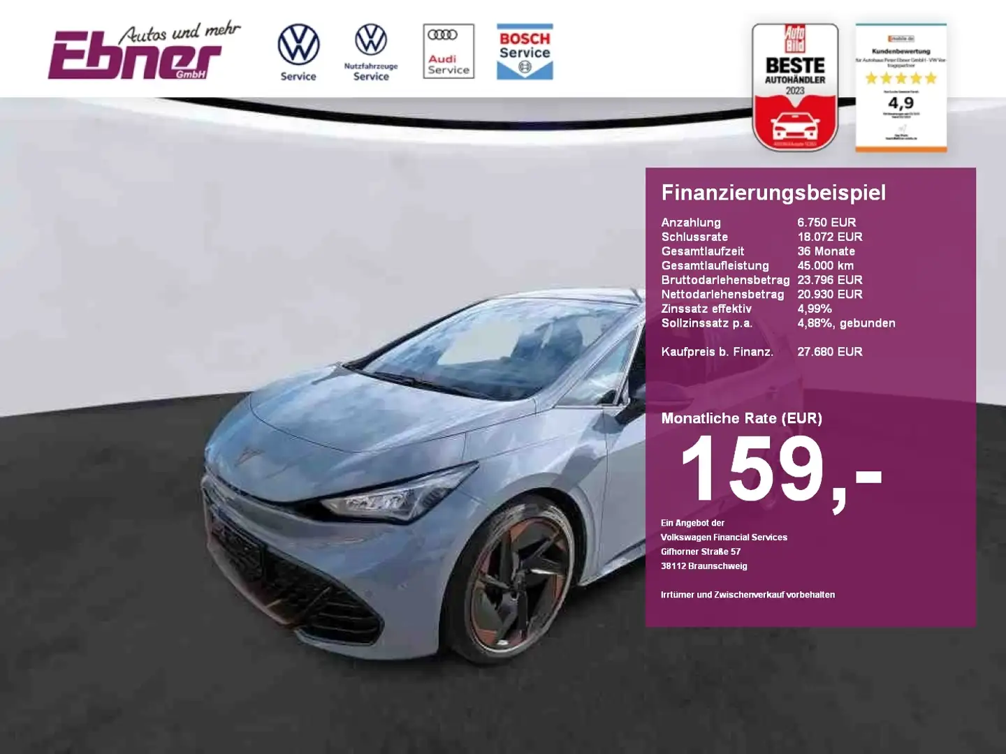 CUPRA Born SPORT EL.SITZ+MASSAGE+PANO+HEAD-UP+WPUMPE+KEYLESS+ Grau - 1