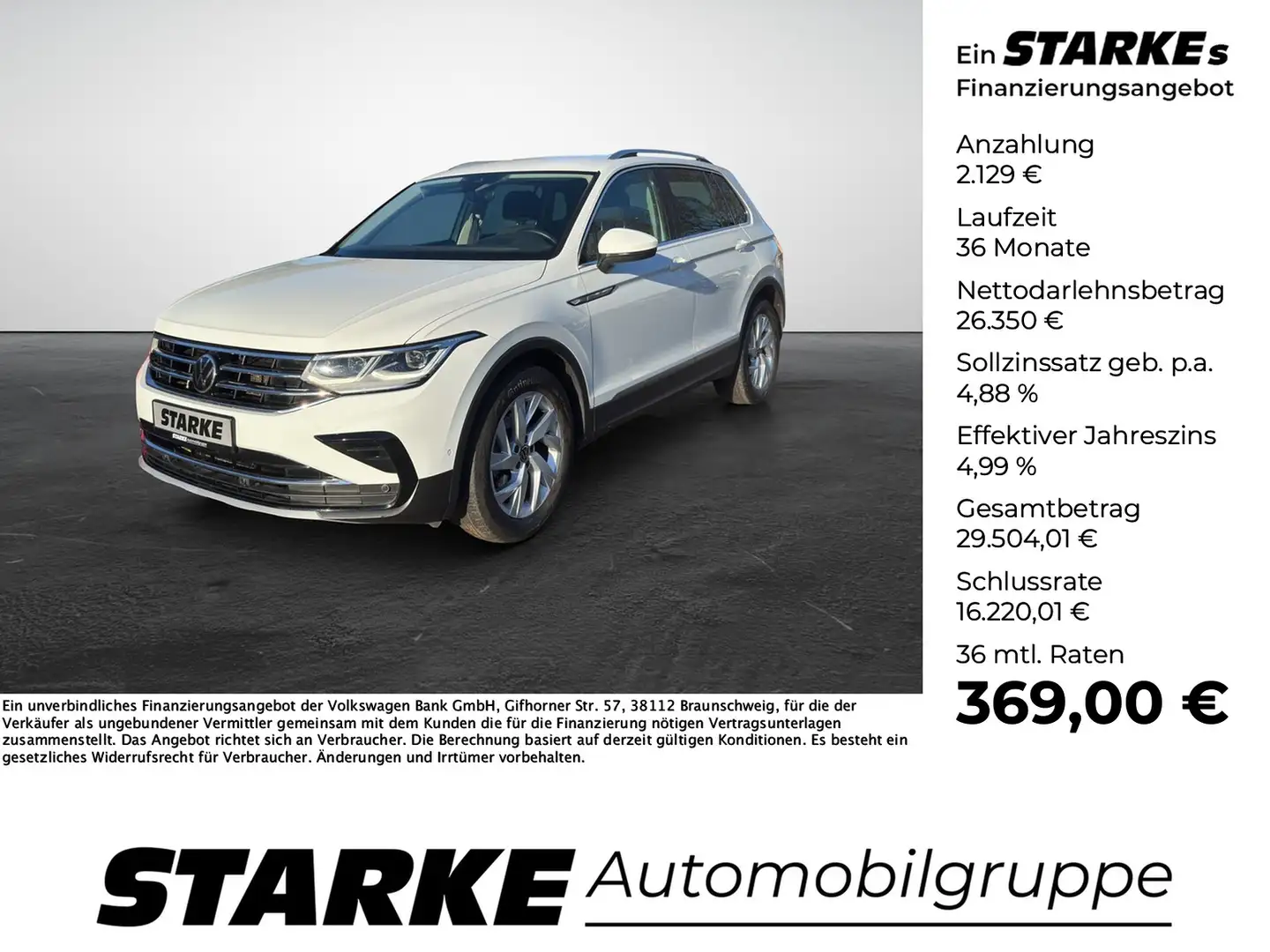 Volkswagen Tiguan 2.0 TDI DSG Elegance Weiß - 1