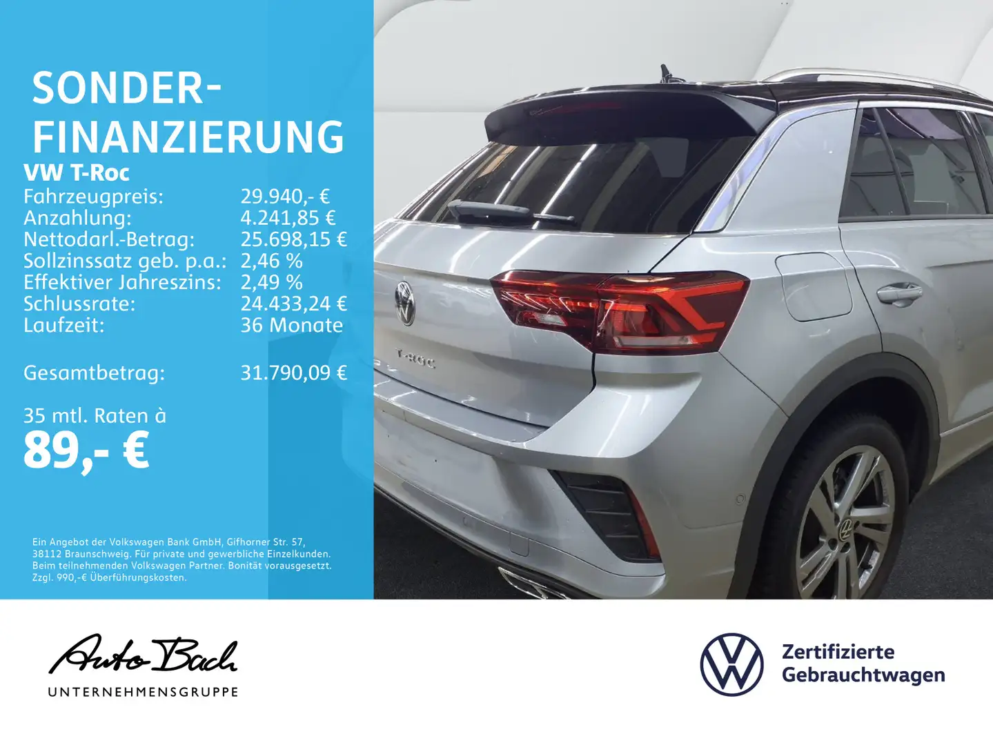 Volkswagen T-Roc T-ROC 1.5 TSI DSG R-Line, Navi, LED, AHK, Rückfa Silber - 2