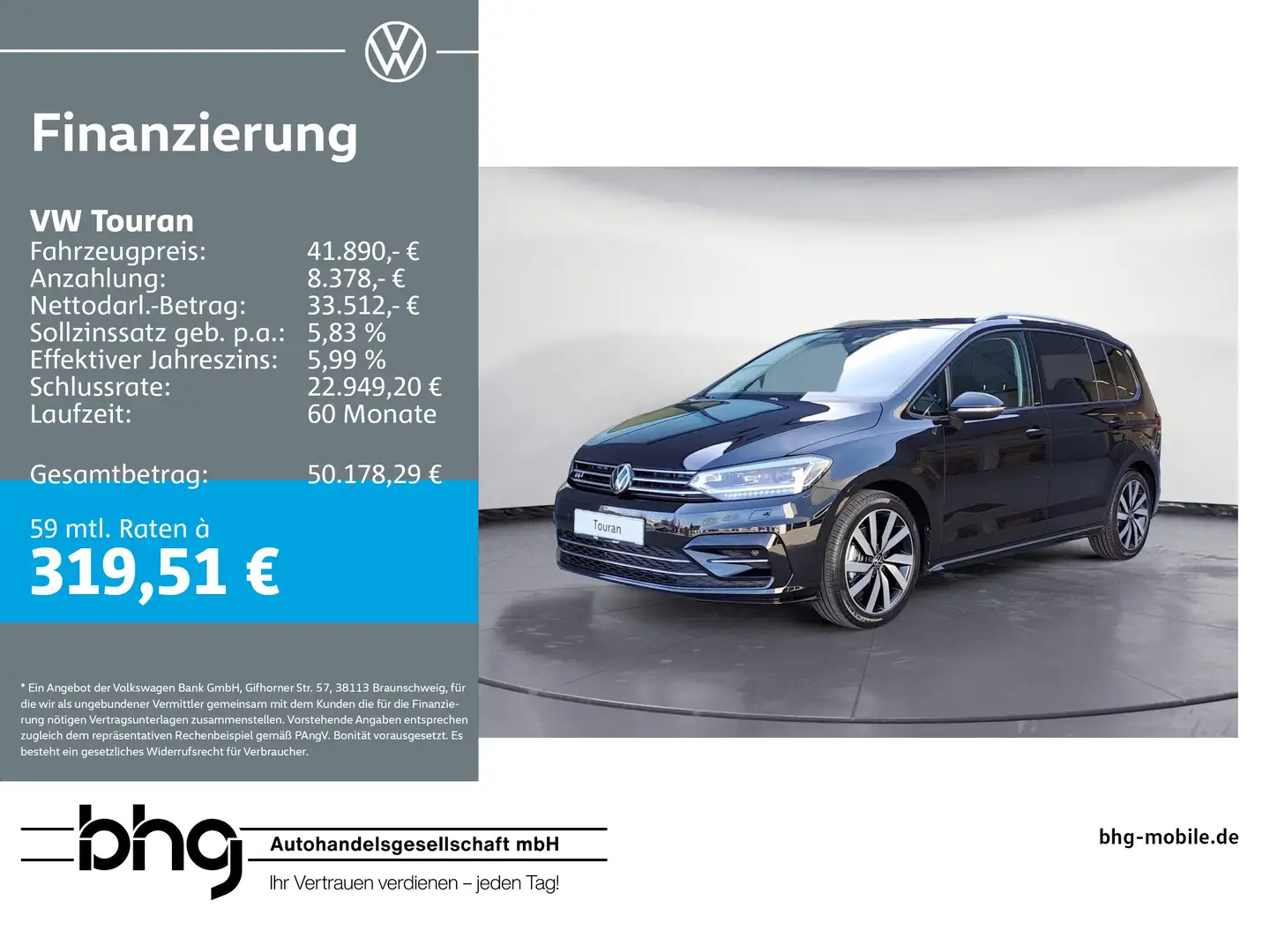Volkswagen Touran 1.5 TSI DSG Comfortline R-Line AHK Schwarz - 1