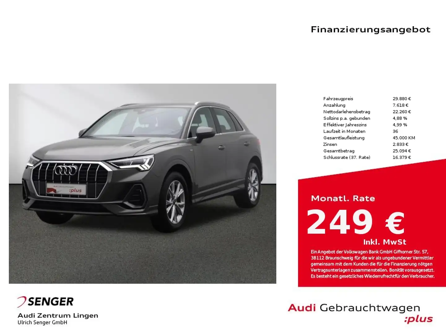 Audi Q3 S line 35 TDI S-line LED Kamera AHK Sonos Grijs - 1