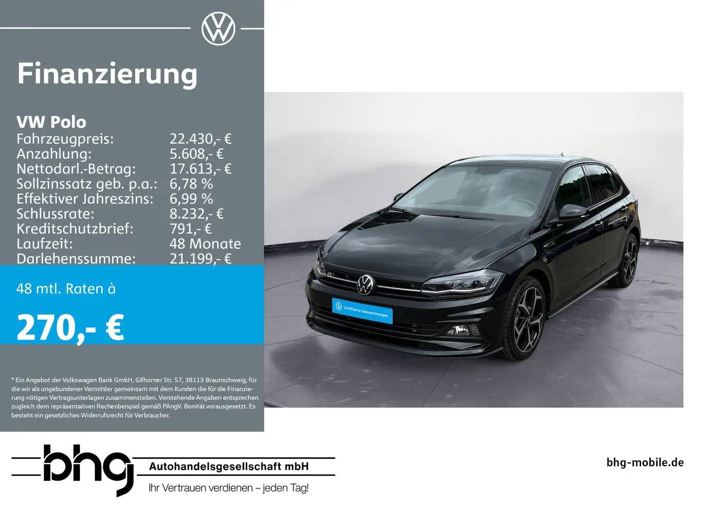Volkswagen Polo 1.0 TSI OPF Highline Klima Kamera Schwarz - 1