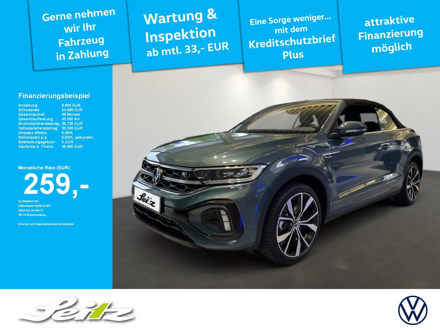 Volkswagen T-Roc Cabriolet 1.5 TSI R-Line *NAVI*KAMERA*MATRIX* Bleu - 1