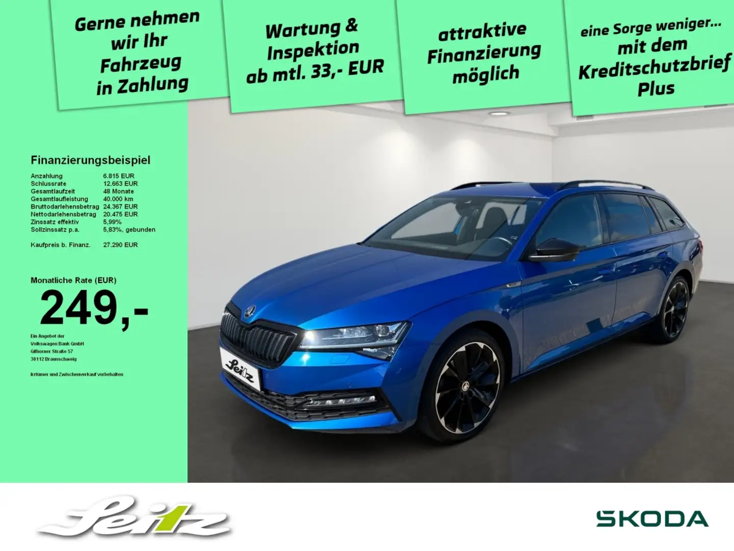 Skoda Superb Combi 1.4 TSI iV Sportline *AHK*CANTON*MATRIX*KAME Blauw - 1