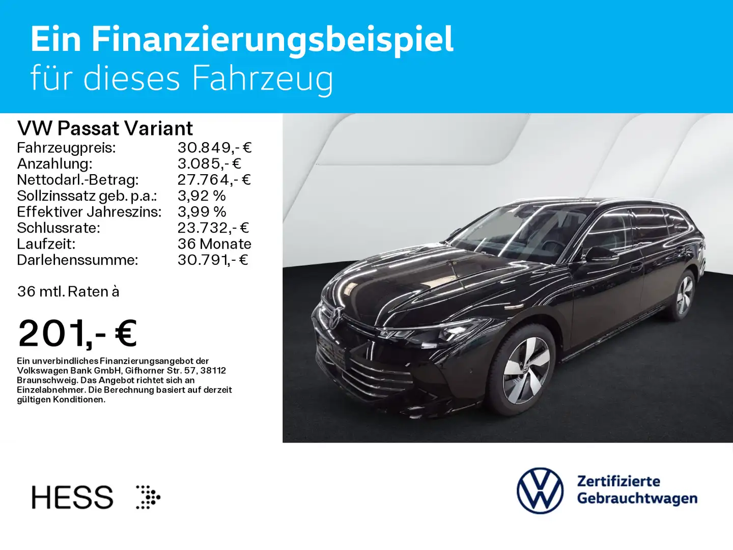 Volkswagen Passat Variant 1.5 eTSI DSG BUSINESS*LED*AHK*KAM Schwarz - 2