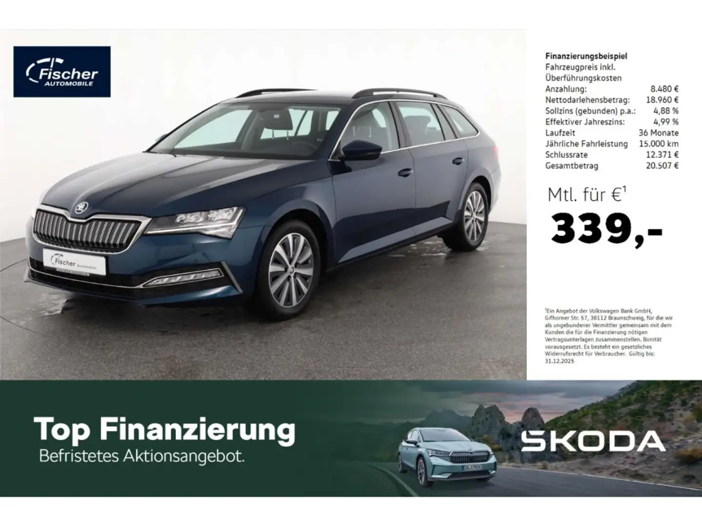 Skoda Superb Combi 1.4 TSI iV Ambition DSG AHK/LED/NAV Blau - 1