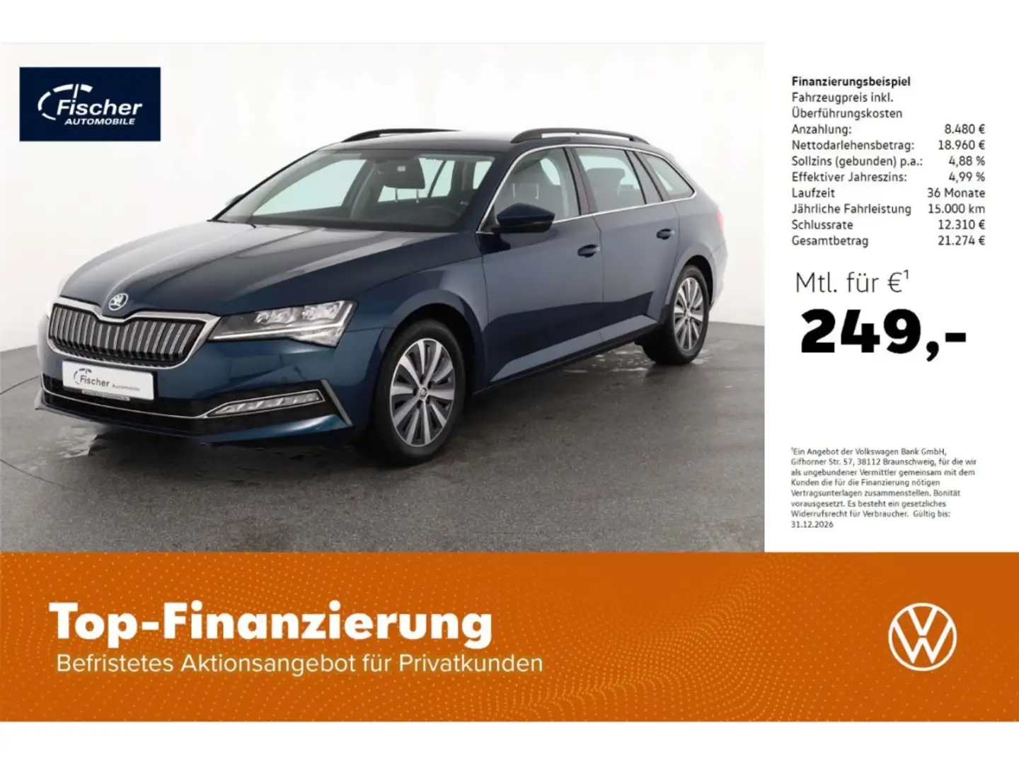Skoda Superb Combi 1.4 TSI iV Ambition DSG AHK/LED/NAV Blau - 1