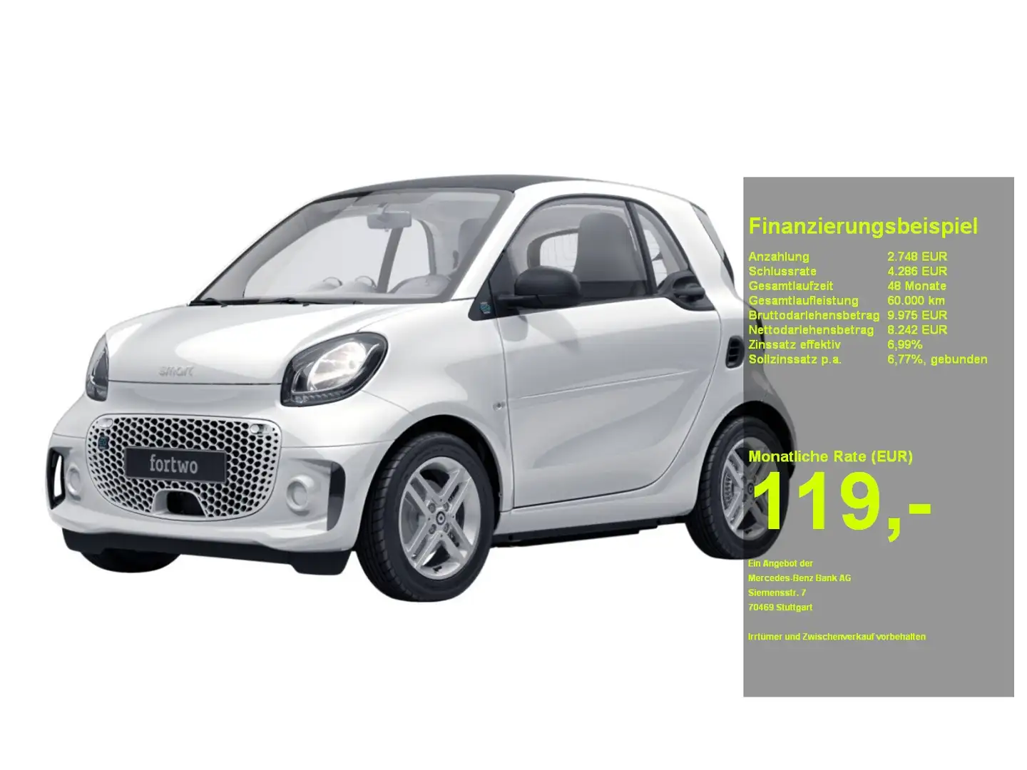 smart forTwo EQ Sitzheizung+Klima-Aut.+Tempomant Weiß - 1