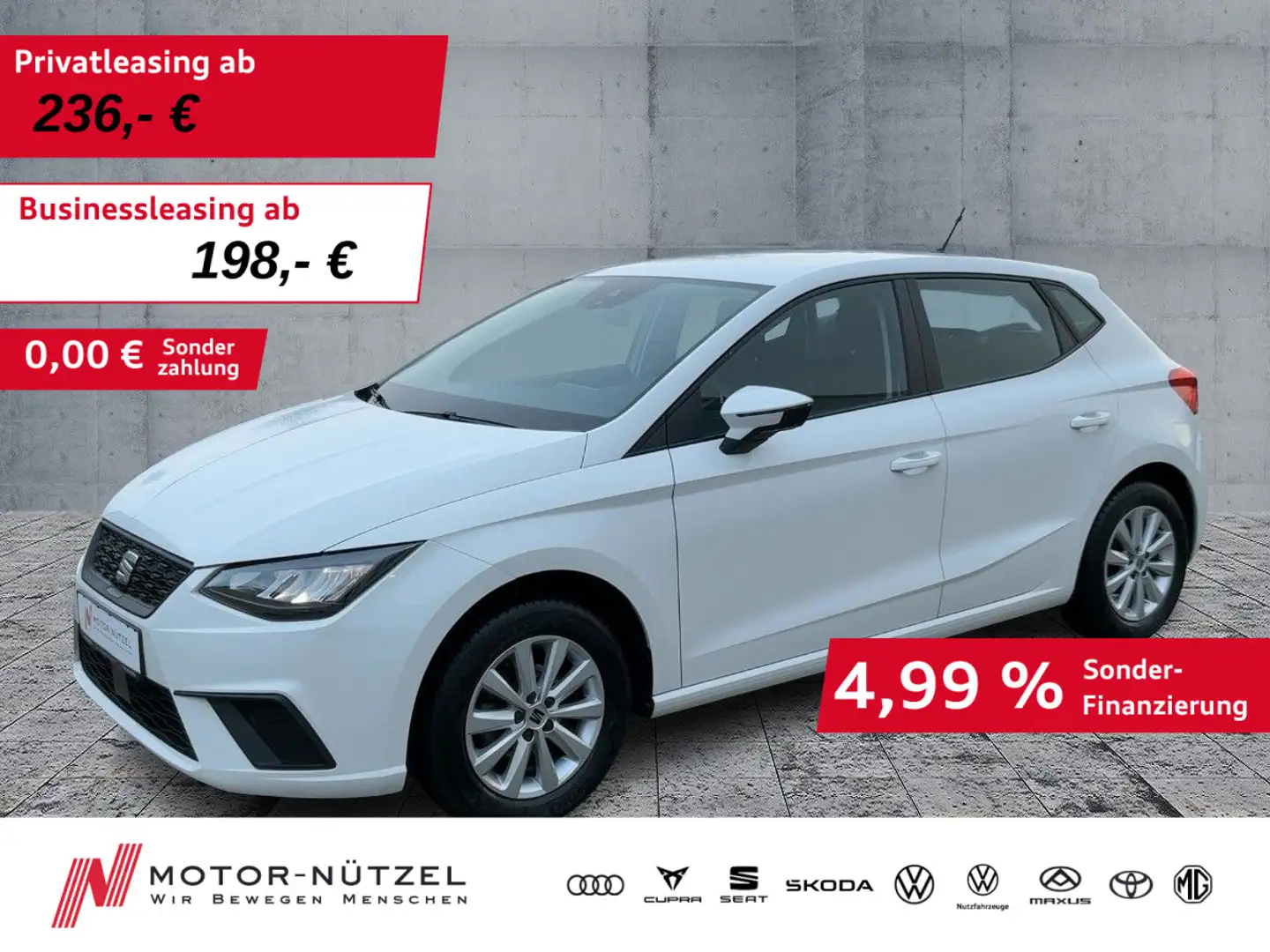 SEAT Ibiza 1.0 REFERENCE LED+APP+BT+DAB+MFA+MFL+KLIMA Weiß - 1