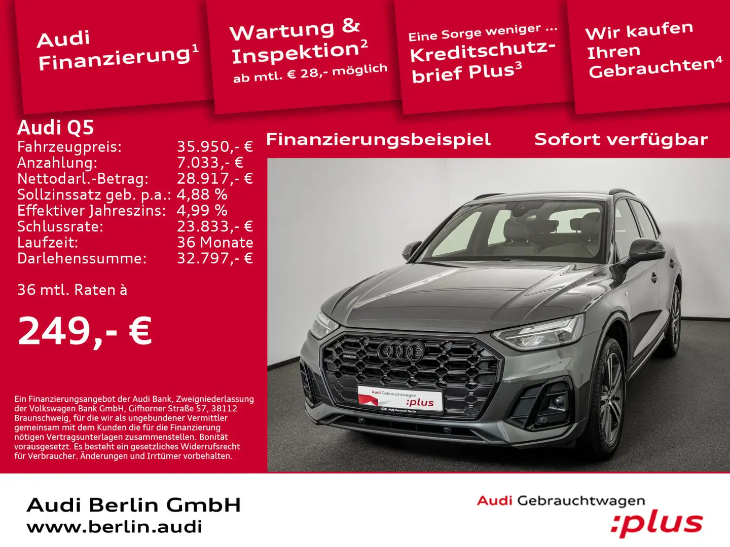 Audi Q5 S line 45 TFSI qu.S tr. AHK ACC NAVI LED Grey - 1