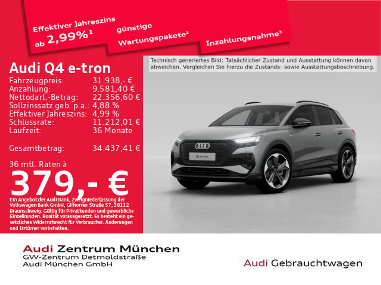 Audi Q4 e-tron 40 S line AHK/Matrix/SONOS Gris - 1