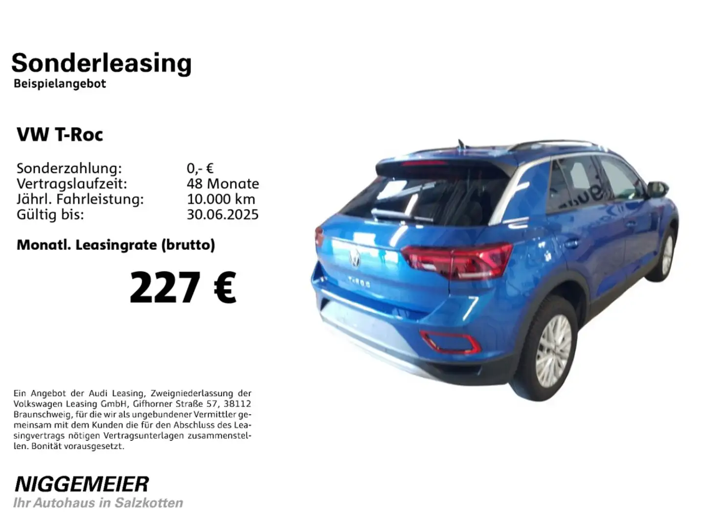 Volkswagen T-Roc 1.0TSI LIFE NAVI+LED+ACC+ALLWETTERR. Bleu - 2