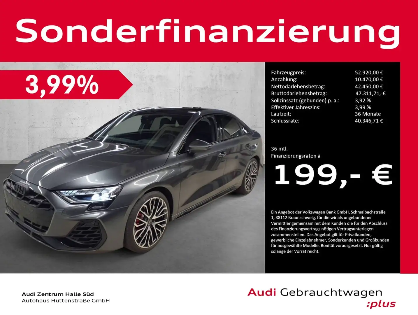 Audi S3 Limousine TFSI qu UPE77 AKRAPOVIC PANO SONOS Grau - 1