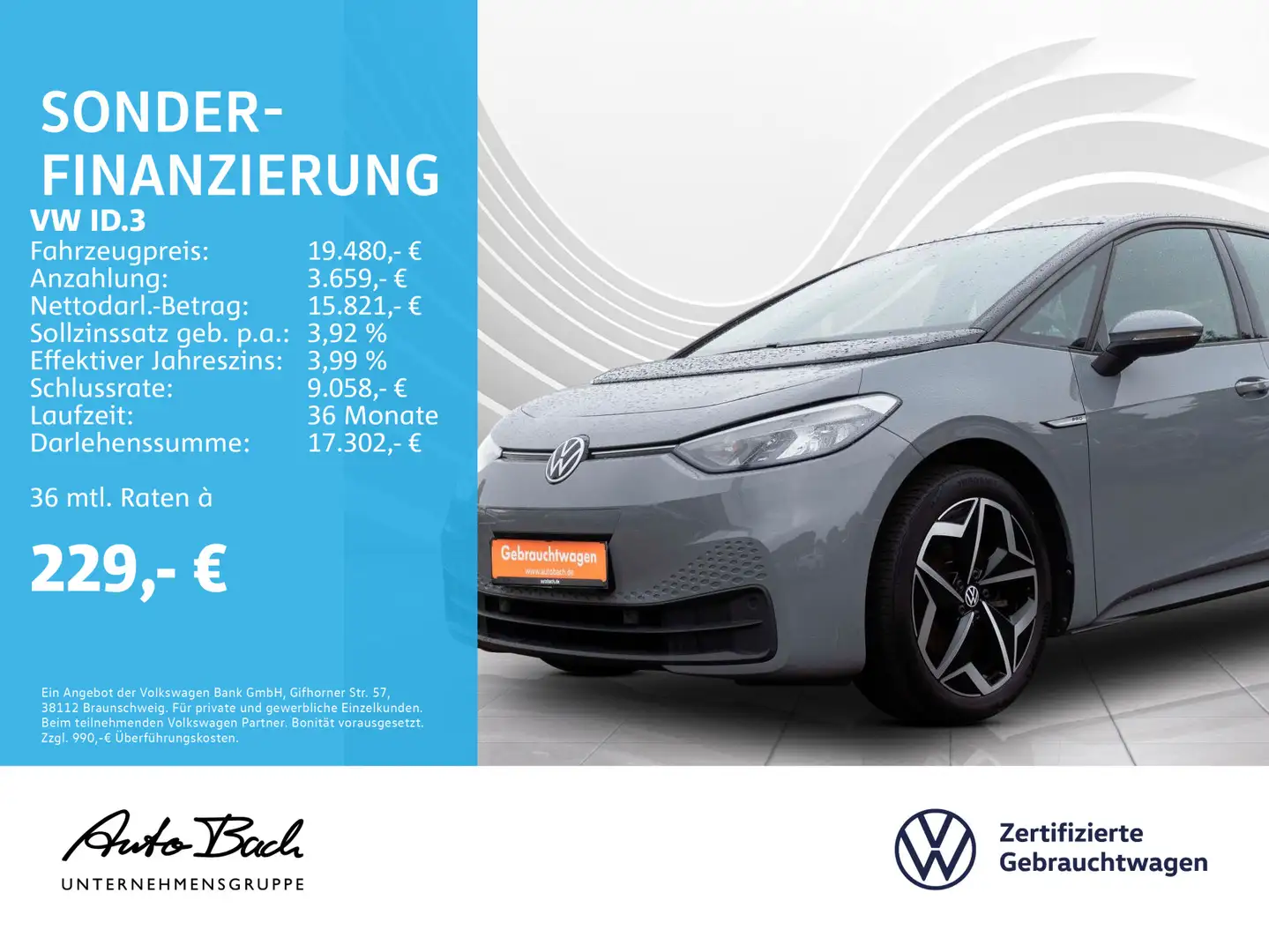 Volkswagen ID.3 Pro Navi LED Sitzhzg Climatronic EPH Grau - 1