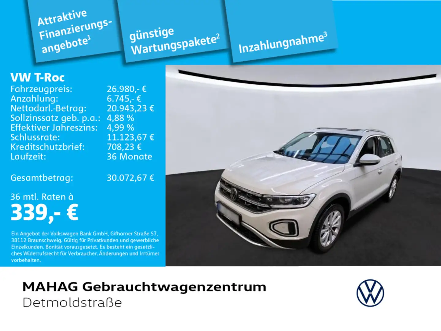 Volkswagen T-Roc T-ROC 1.5 TSI Style Navi LED Pano eKlappe 17Zoll Grau - 1