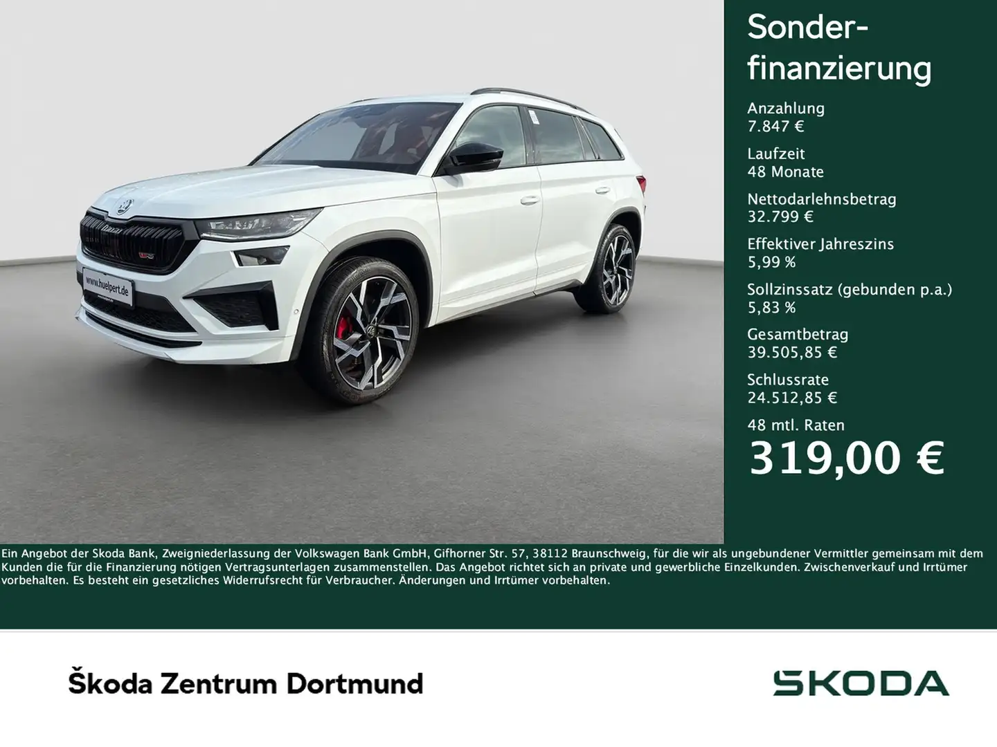 Skoda Kodiaq 2.0 RS 4X4 STANDHZ. AHK ACC LM20 E-KLAPPE Blanc - 1