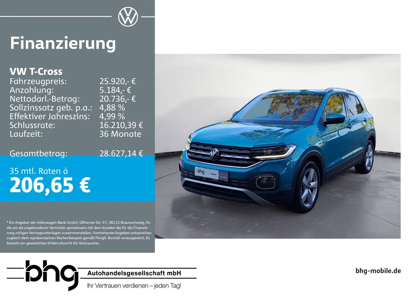 Volkswagen T-Cross Style 1,5 TSI ACT OPF DSG Grün - 1