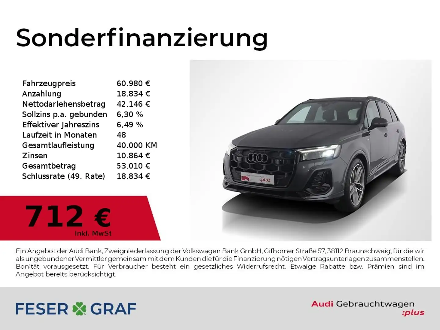 Audi Q7 45 TDI S line Ext/Matrix/HuD/Luft/Air/AHK/21" Grijs - 1