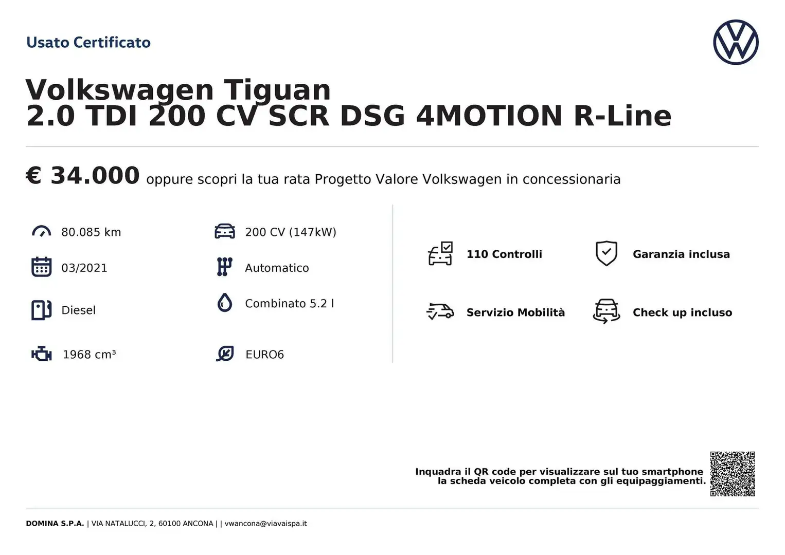Volkswagen Tiguan 2.0 TDI 200 CV SCR DSG 4MOTION R-Line Blanco - 2