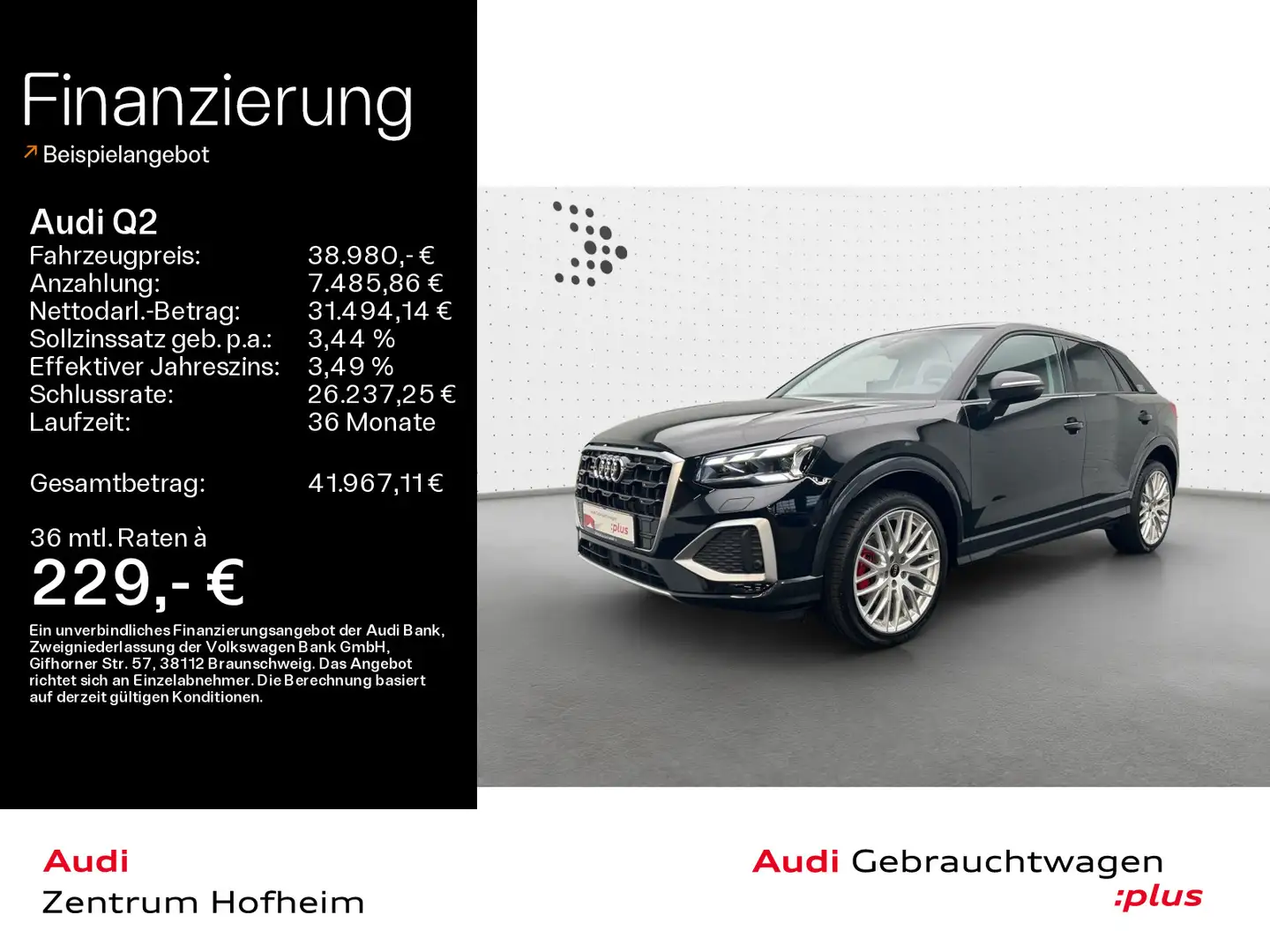 Audi Q2 40 TFSI qu Advanced S tro*Pano*Standh*Matrix* Schwarz - 1