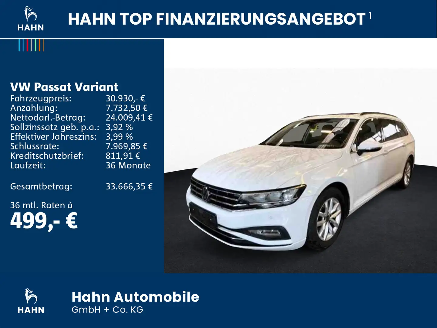 Volkswagen Passat Variant 2.0TDI DSG Business AHK Cam Pano Weiß - 2