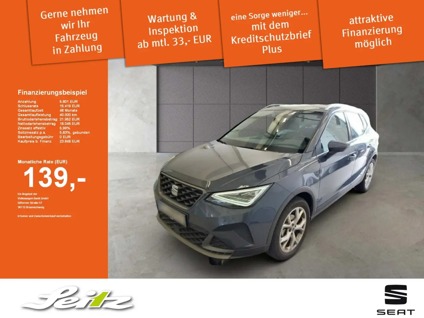 SEAT Arona 1.0 TSI FR *NAVI*PARKSENSOR*SITZH* Grijs - 1