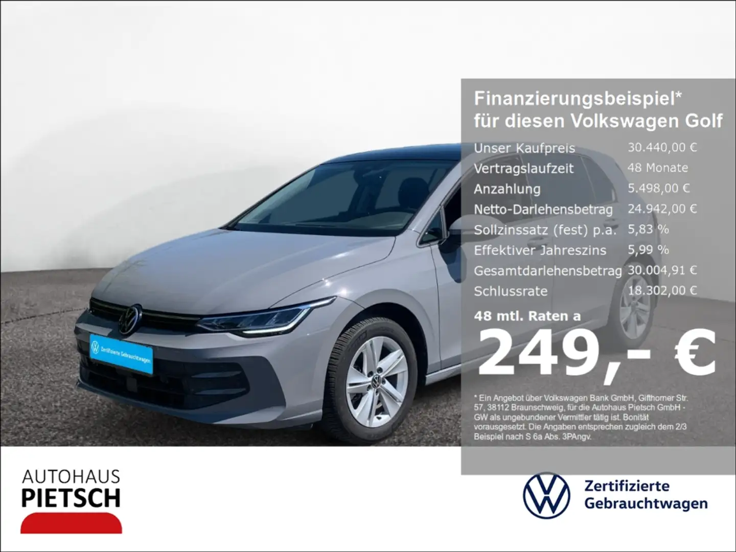 Volkswagen Golf VIII 1.5 TSI Life LED AHK PANO PDC ACC RFK Grau - 1