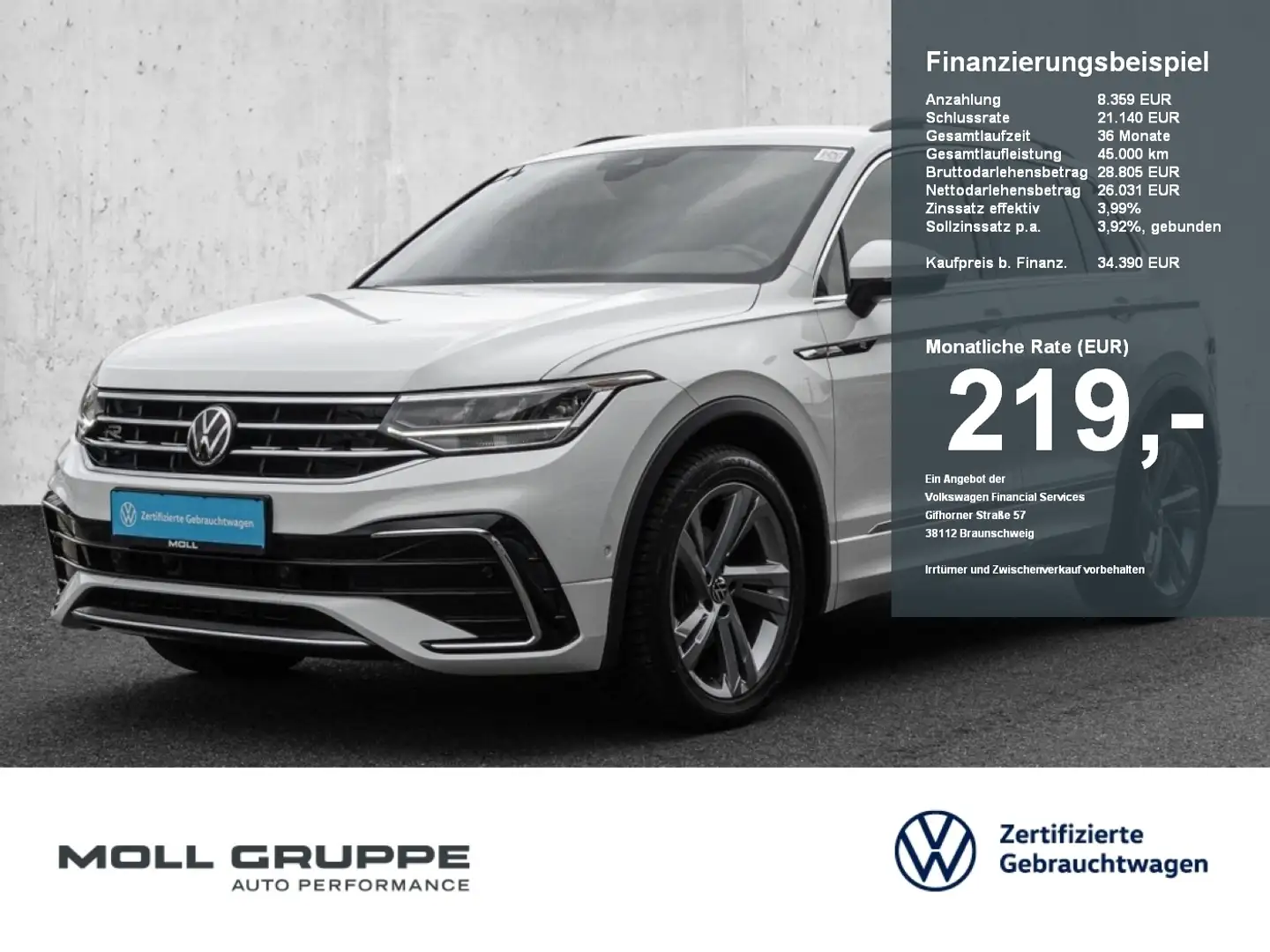 Volkswagen Tiguan 2.0 TDI DSG R-Line ACC AUT FLA KAM LED Weiß - 1