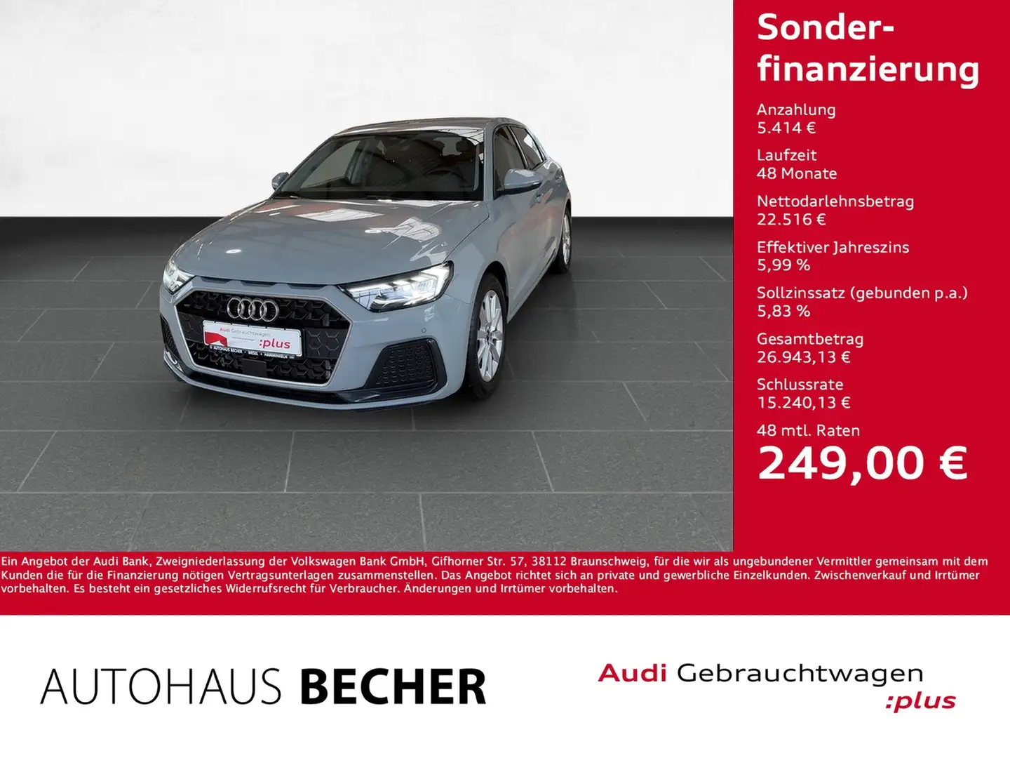 Audi A1 Sprtb. advanced 30 TFSI S tronic /Navi/LED Grau - 1