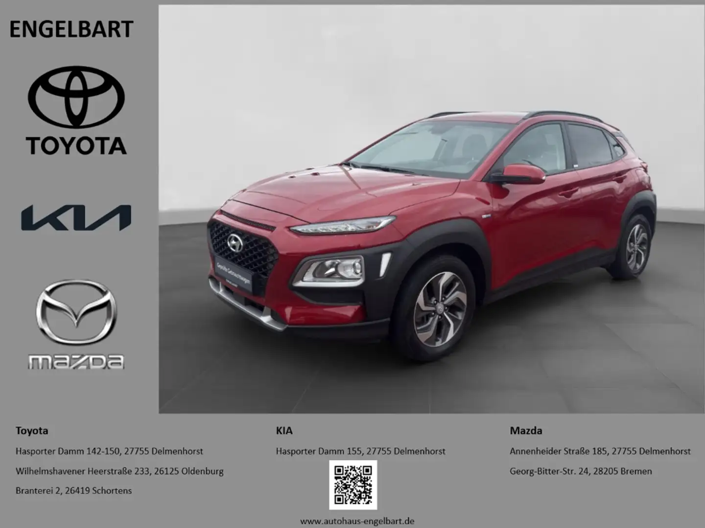Hyundai KONA Advantage Hybrid 1.6 AHK Navi Sitzheizung Lenkradh Rood - 1