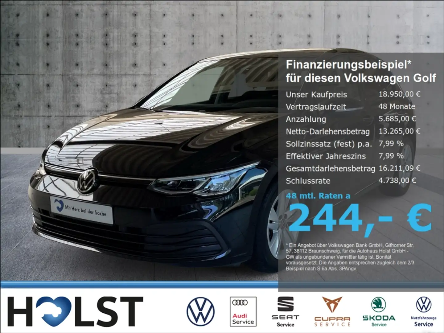 Volkswagen Golf VIII 1.5TSI Life Navi Bluetooth Licht+Sicht Paket Noir - 1