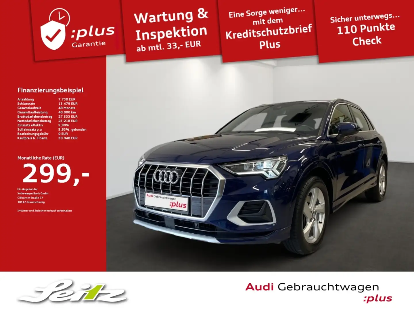 Audi Q3 40 TFSI quattro advanced *LED*KAMERA*NAVI*SITZH* Blau - 1